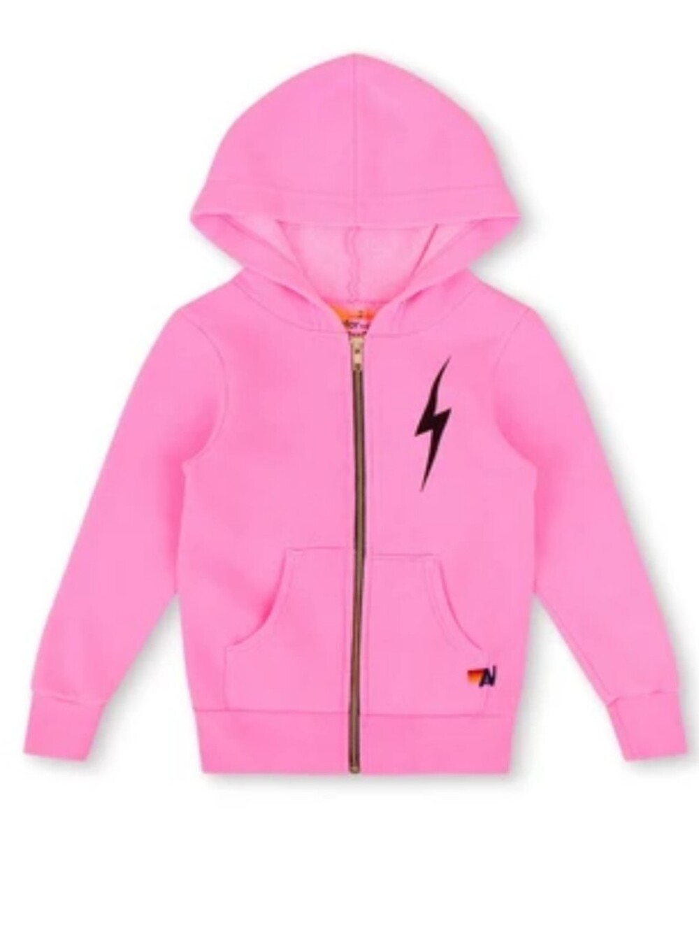 Aviator Nation Kids Bolt Print Zip Hoodie Neon Pink